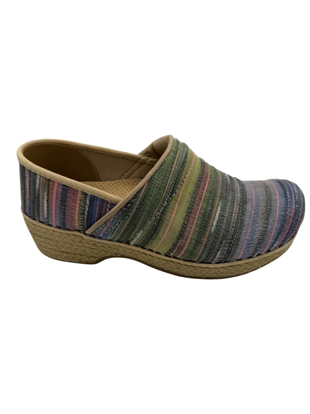 Dansko Clogs Shoes Womens Size 5.5 Multicolor Stripe Woven Comfort Slip On 36